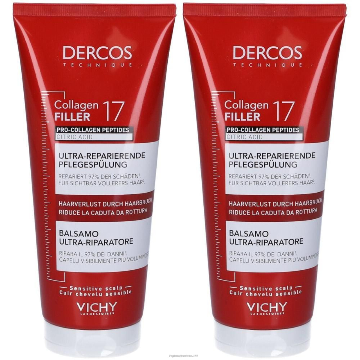 Compra Online dercos collagen filler 17 balsamo per capelli ultra riparatore 2x200 m e Trova il miglior prezzo