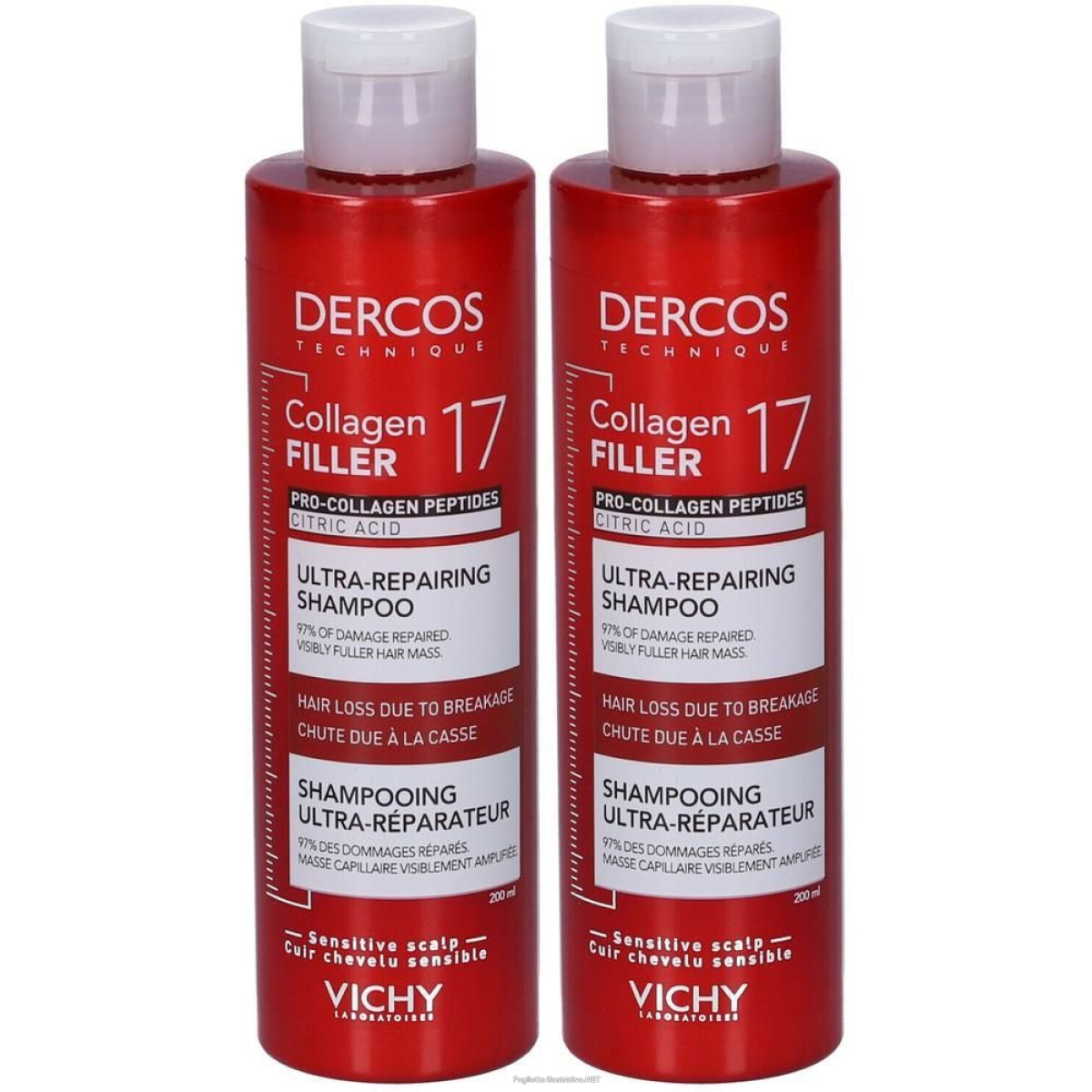 Compra Online dercos shampoo ultra- riparatore collagen 17 filler 2x200 ml e Trova il miglior prezzo