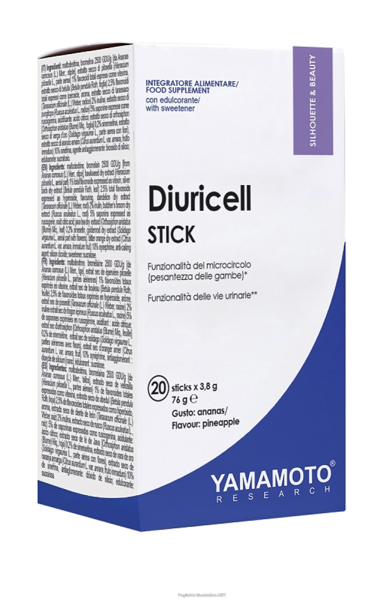 Compra Online diuricell ananas integratore per il drenaggio dei liquidi corporei la funzionalità microcircolo e delle vie urinarie 20 stick e Trova il miglior prezzo
