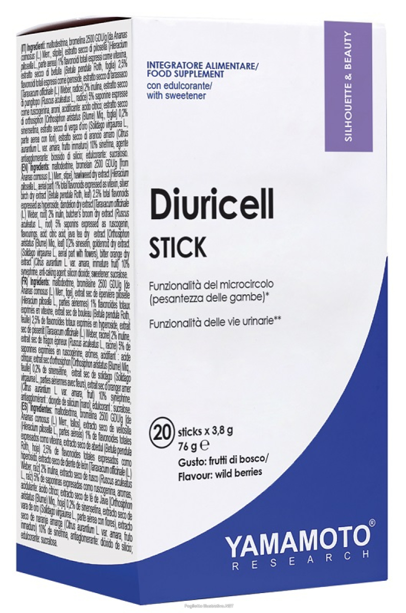 Compra Online diuricell frutti di bosco integratore per il drenaggio dei liquidi corporei la funzionalità microcircolo e delle vie urinarie 20 stick e Trova il miglior prezzo