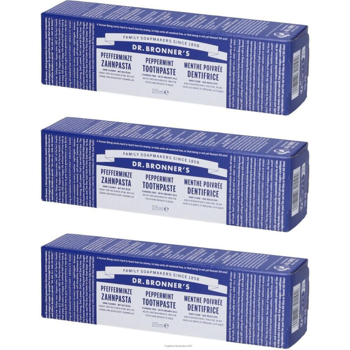 Compra Online dr. bronner’s all-one dentifricio gusto menta piperita 140 g 3x140 e Trova il miglior prezzo