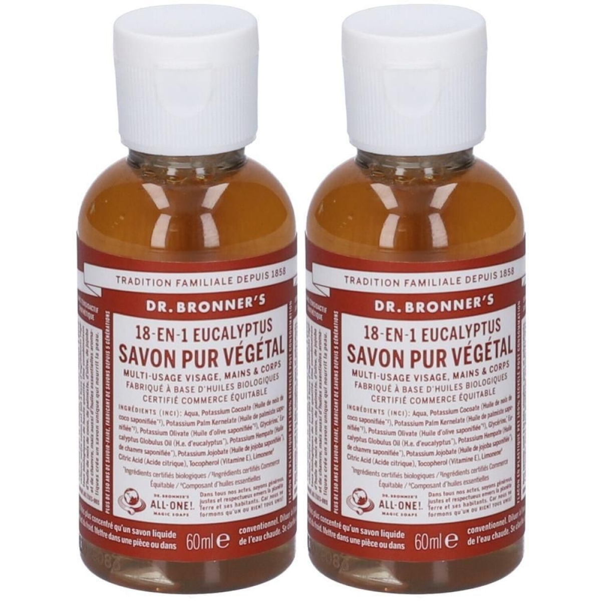 Compra Online Dr. bronner’s sapone liquido 18-in-1 all'eucalypto 60 ml 2x60 e Trova il miglior prezzo