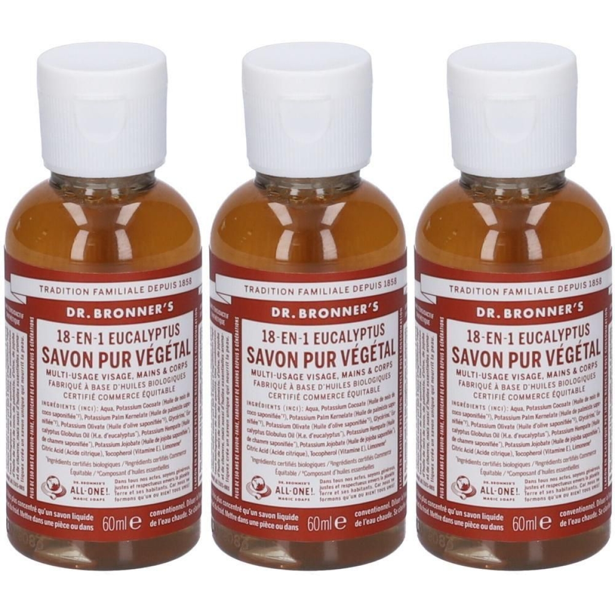 Compra Online Dr. bronner’s sapone liquido 18-in-1 all'eucalypto 60 ml 3x60 e Trova il miglior prezzo