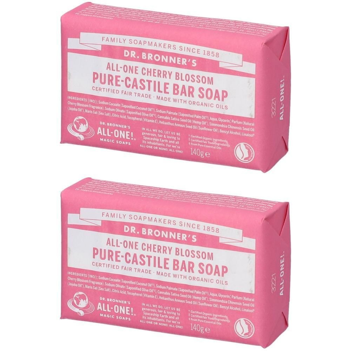 Compra Online Dr. bronner’s sapone solido cherry blossom 2x140 g e Trova il miglior prezzo