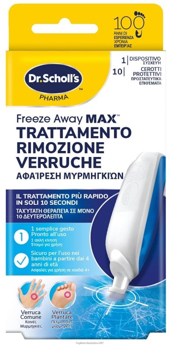 Compra Online dr.scholl's freeze away max trattamento rimozione verruche 1 flaconcino da 35ml + 10 cerotti protettivi e Trova il miglior prezzo