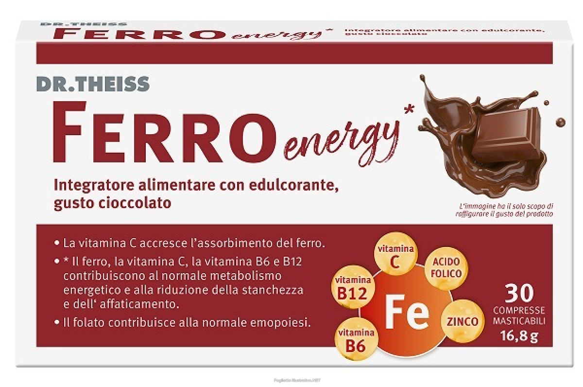 Compra Online dr. theiss ferro energy compresse masticabili gusto cioccolato 16,8 g e Trova il miglior prezzo