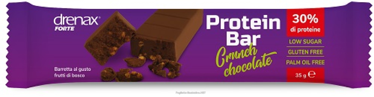 Compra Online drenax forte crunch chocolate barretta proteica al gusto frutti di bosco 35 grammi e Trova il miglior prezzo