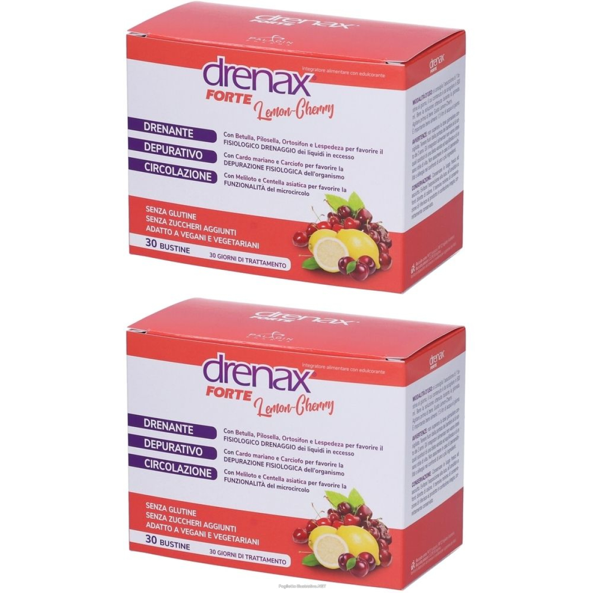 Compra Online drenax forte lemon cherry bustine set da 2 2x30 pz bustina e Trova il miglior prezzo