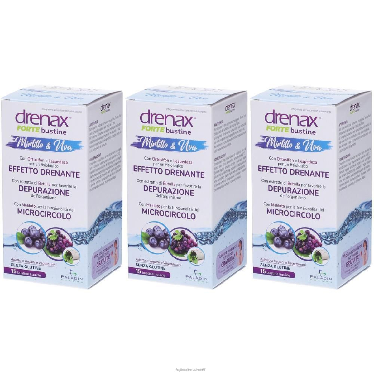 Compra Online drenax forte mirtillo e uva 15 bustine 3x15x15 ml bustina e Trova il miglior prezzo