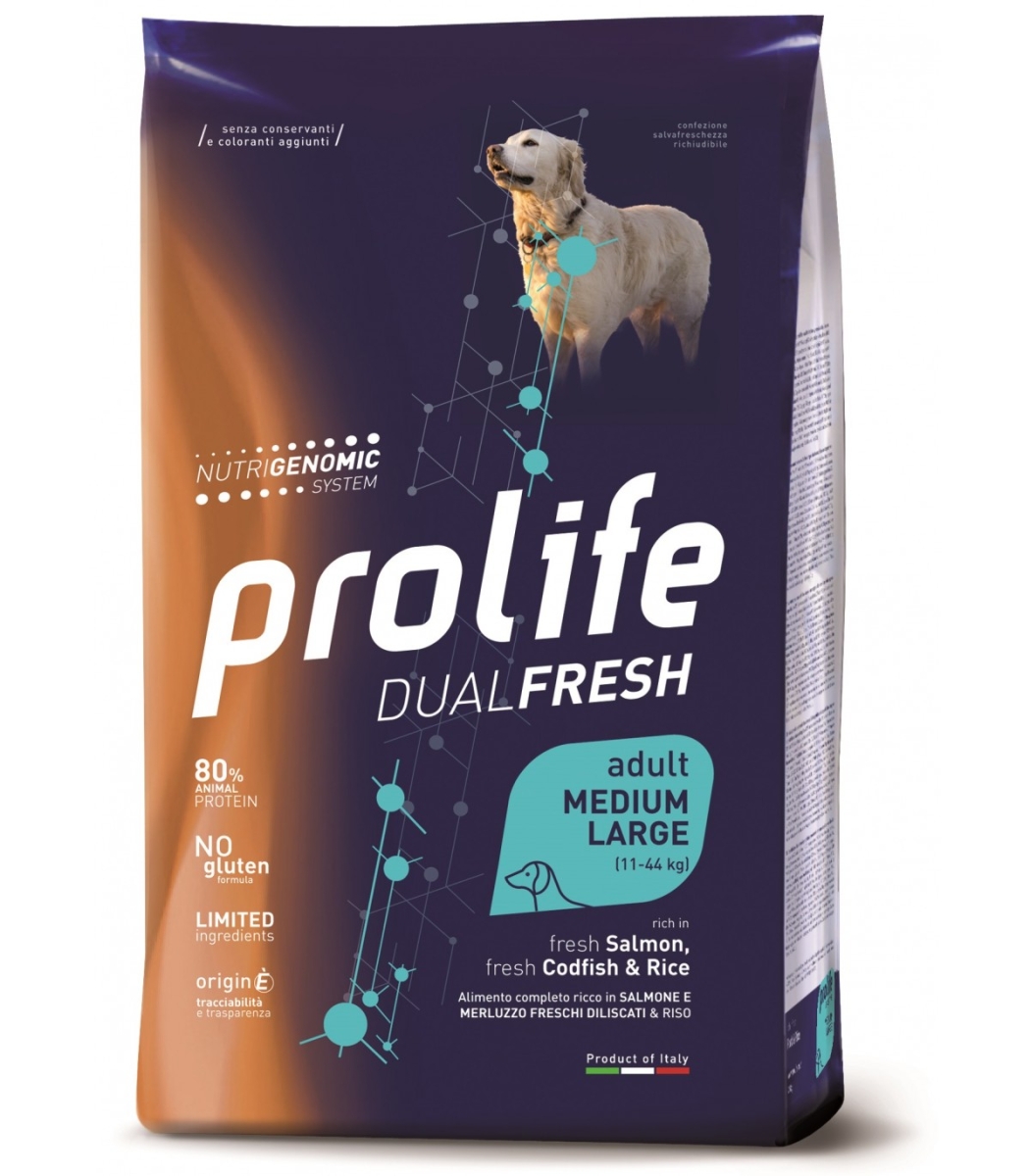 Compra Online Dualfresh adult medium large al salmone merluzzo & riso - alimento completo per cani adulti medium large 12 kg e Trova il miglior prezzo