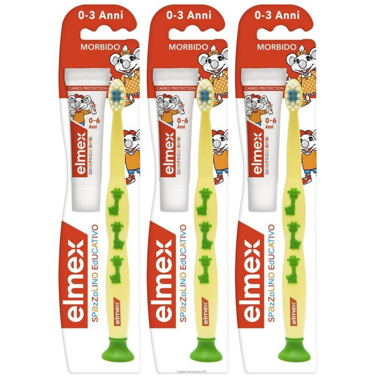Acquista Online elmex® spazzolino educativo bambini dai 0 ai 3 anni - morbido 3x1 pz s e Cerca l'offerta più bassa