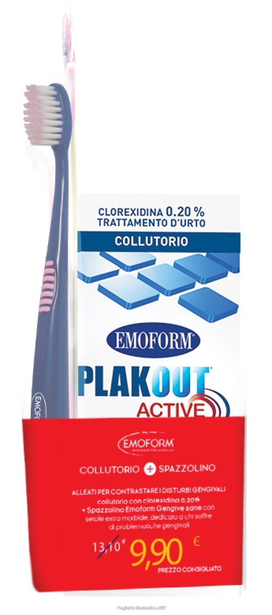 Acquista Online emoform plak out active collutorio 0,20% clorexidina 200 ml + emoform gengive sane spazzolino e Cerca l'offerta più bassa