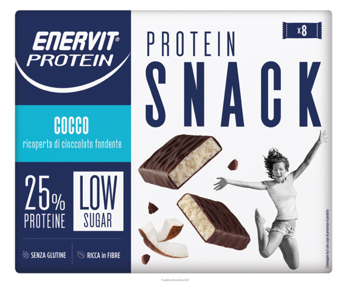 Acquista Online enervit protein snack cocco low sugar  astuccio 8 x 27 g e Cerca l'offerta più bassa