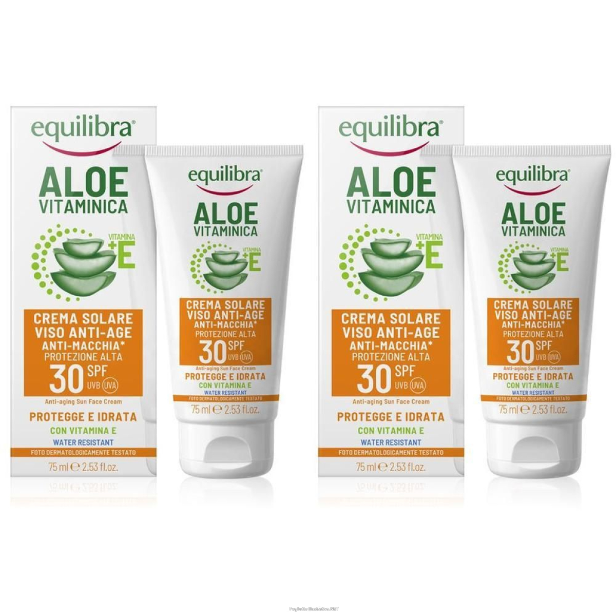 Acquista Online equilibra aloe vitaminica crema solare viso anti-age spf 30 2x75 ml e Cerca l'offerta più bassa