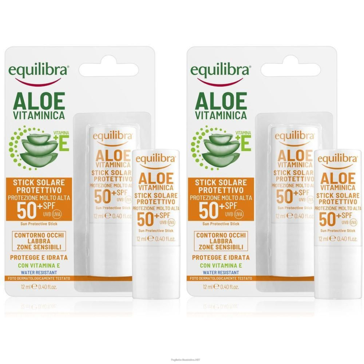 Acquista Online equilibra aloe vitaminica stick solare protettivo spf50+ 2x12 ml e Cerca l'offerta più bassa