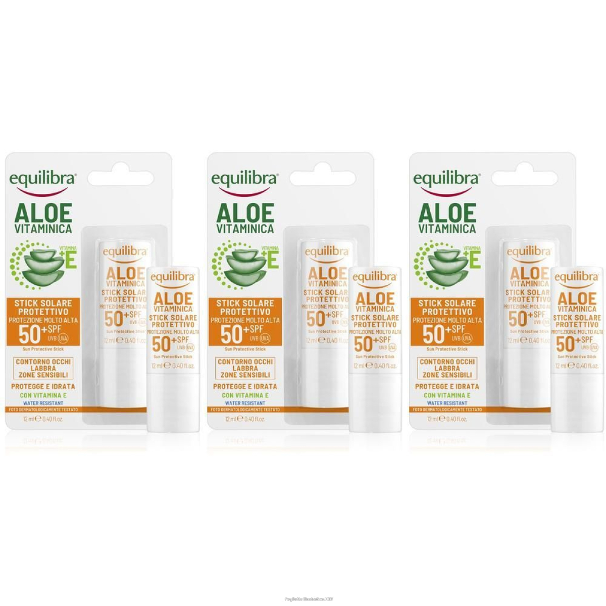 Acquista Online equilibra aloe vitaminica stick solare protettivo spf50+ 3x12 ml e Cerca l'offerta più bassa