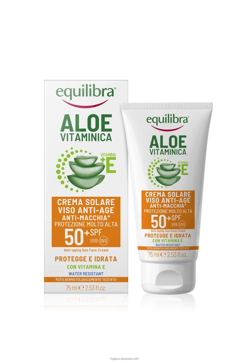 Acquista Online equilibra aloe vitaminica + vitamina e spf 50+ crema solare viso anti-age anti-macchia 75ml e Cerca l'offerta più bassa