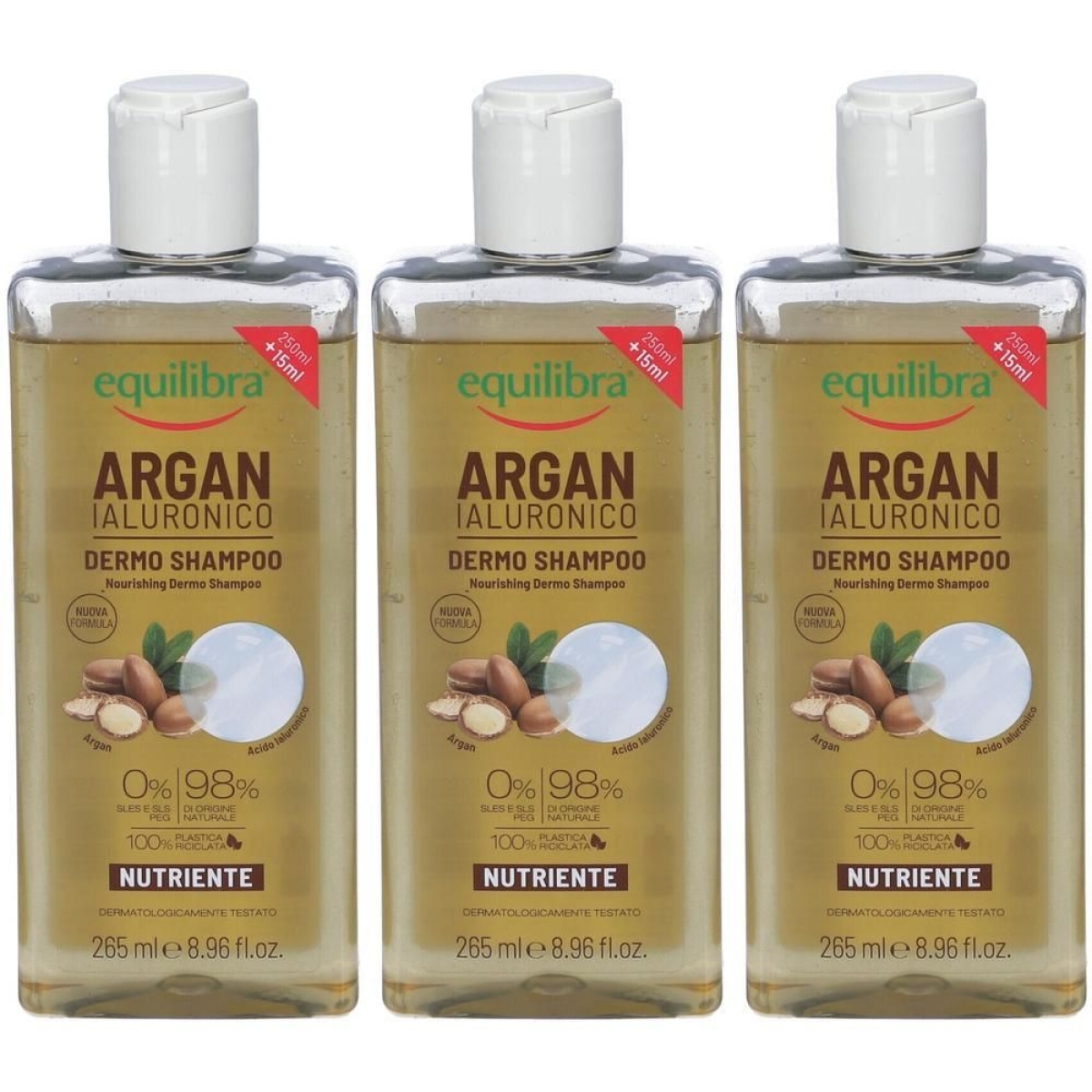 Acquista Online Equilibra capelli argan dermo shampoo idratante 3x265 ml e Cerca l'offerta più bassa