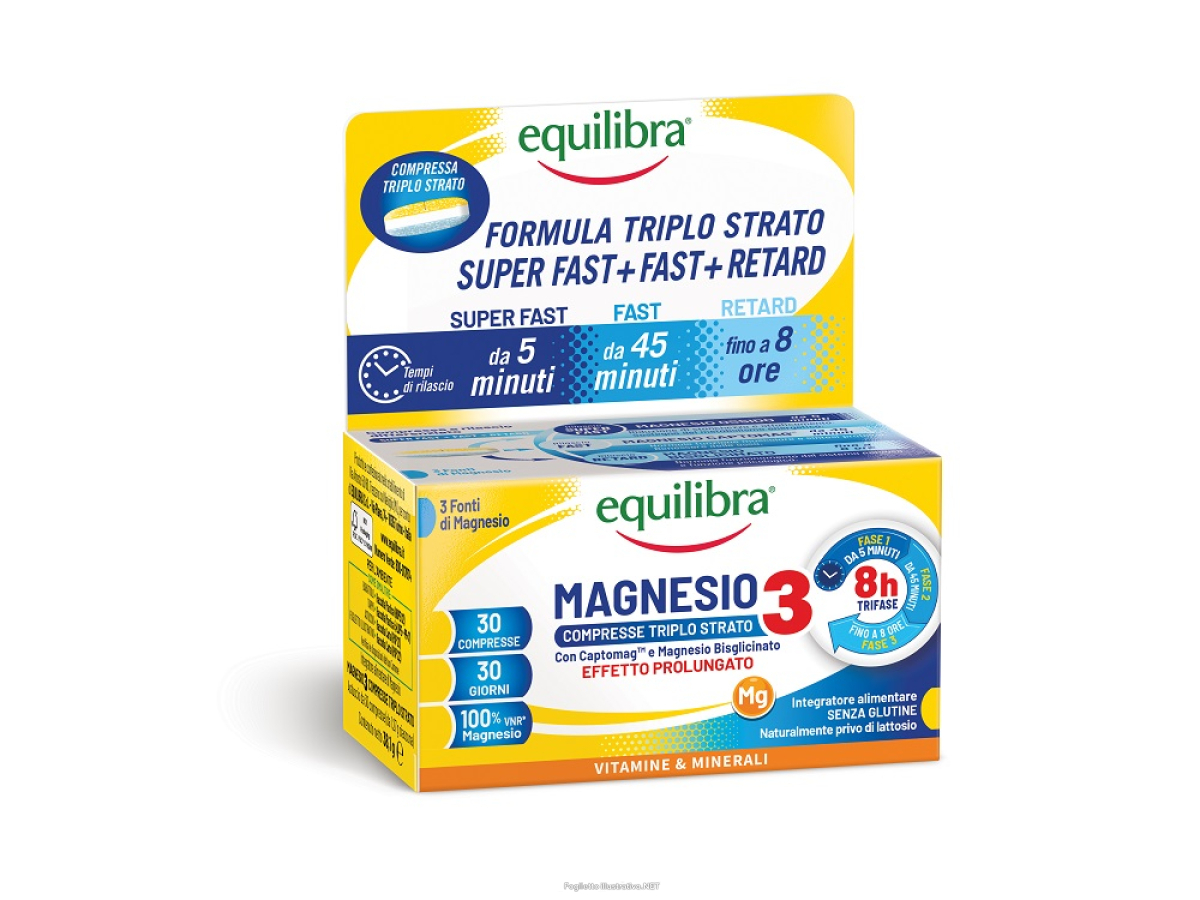 Acquista Online equilibra magnesio 3 effetto prolungato integratore di vitamine e minerali 30 compresse triplo strato e Cerca l'offerta più bassa