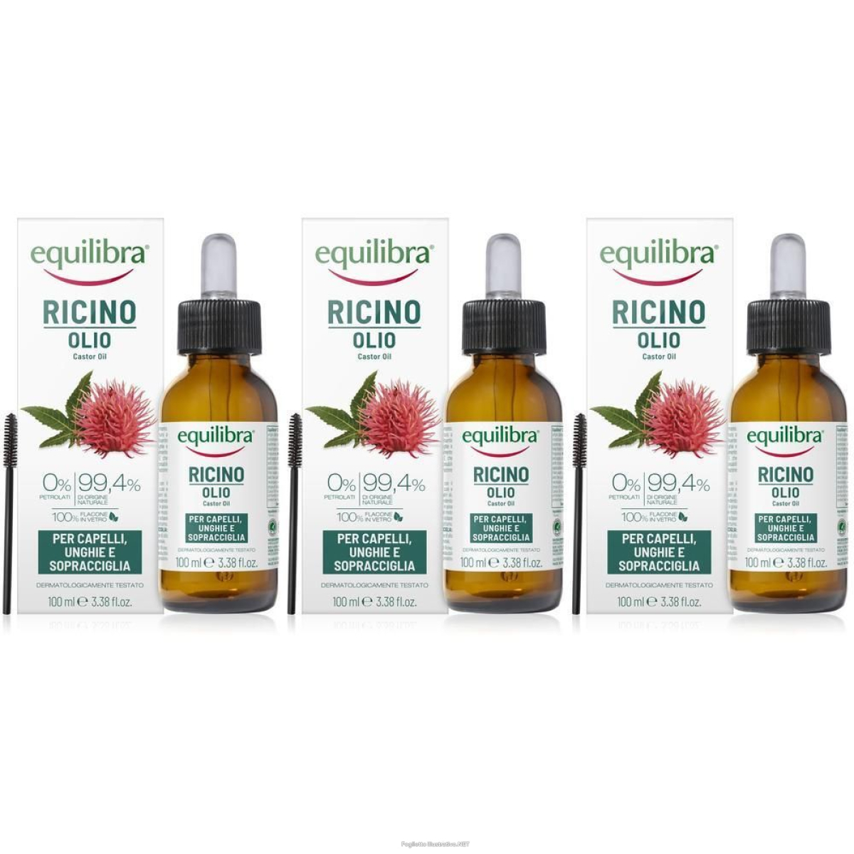 Acquista Online equilibra olio di ricino capelli unghie sopracciglia 3x100 ml e Cerca l'offerta più bassa