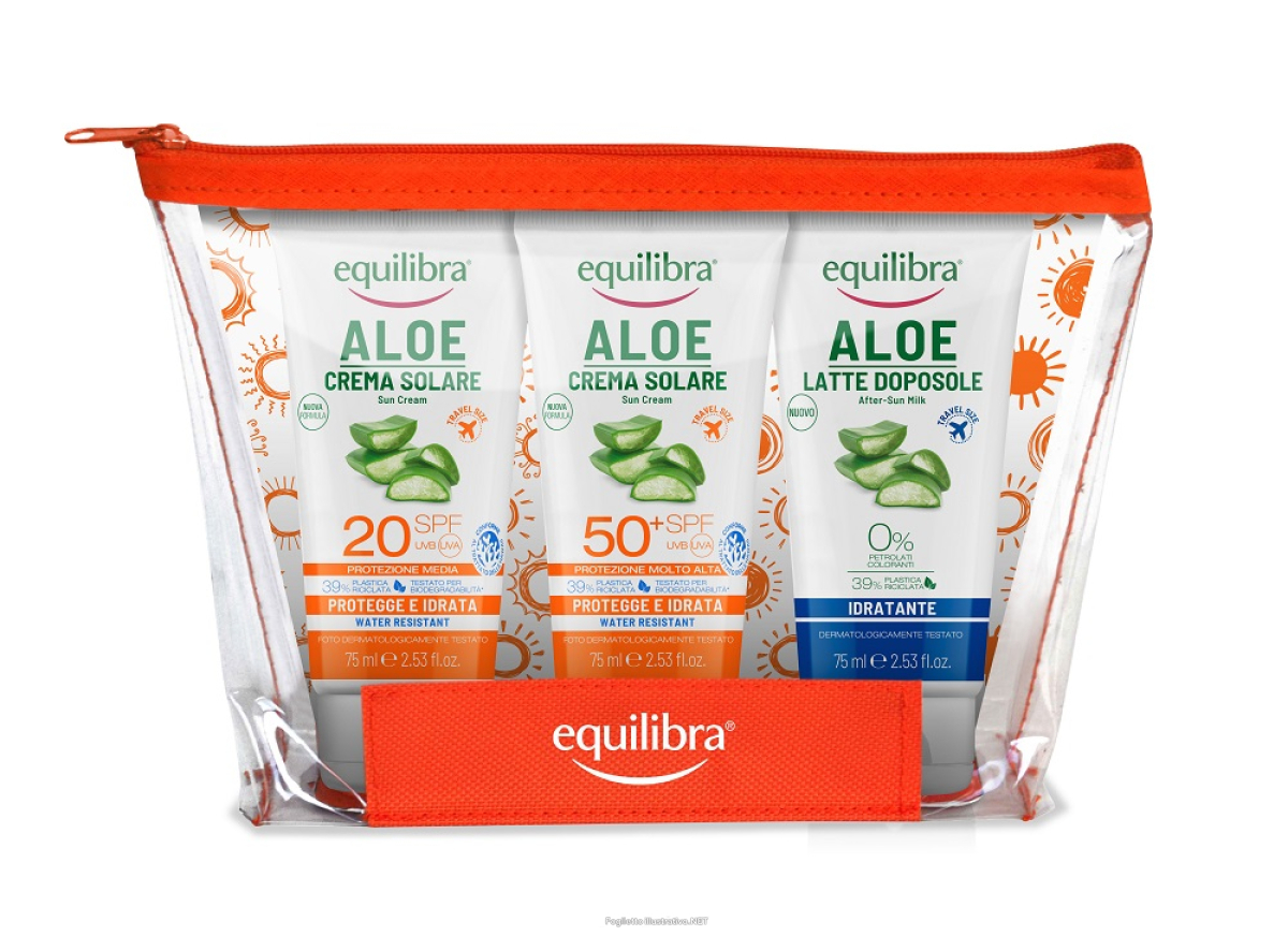 Acquista Online equilibra pochette solari con crema solare spf 20 75 ml+ crema solare spf 50 75 ml + latte doposole 75 ml e Cerca l'offerta più bassa