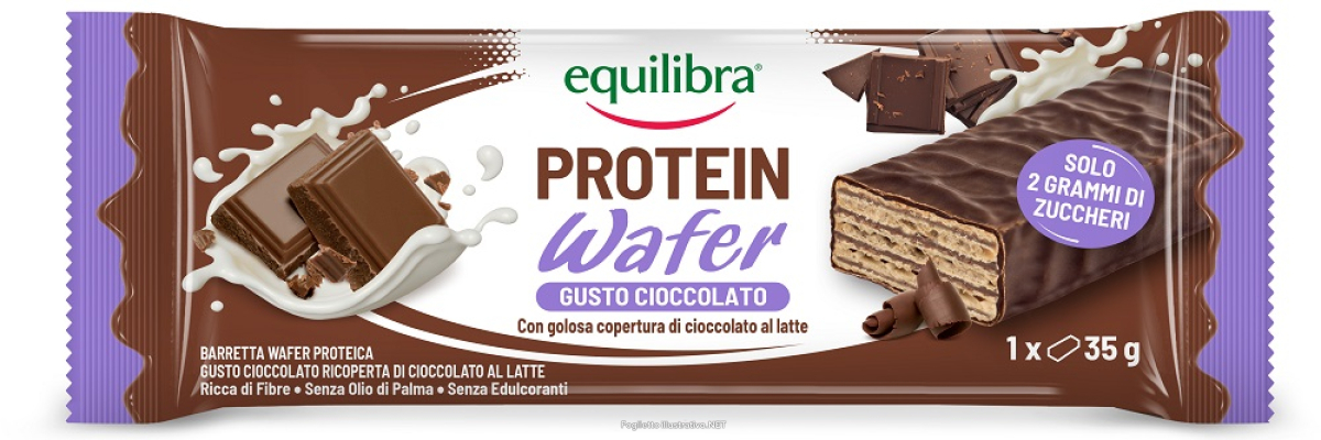 Acquista Online equilibra protein wafer gusto cioccolato con golosa copertura di cioccolato a latte 35 grammi e Cerca l'offerta più bassa