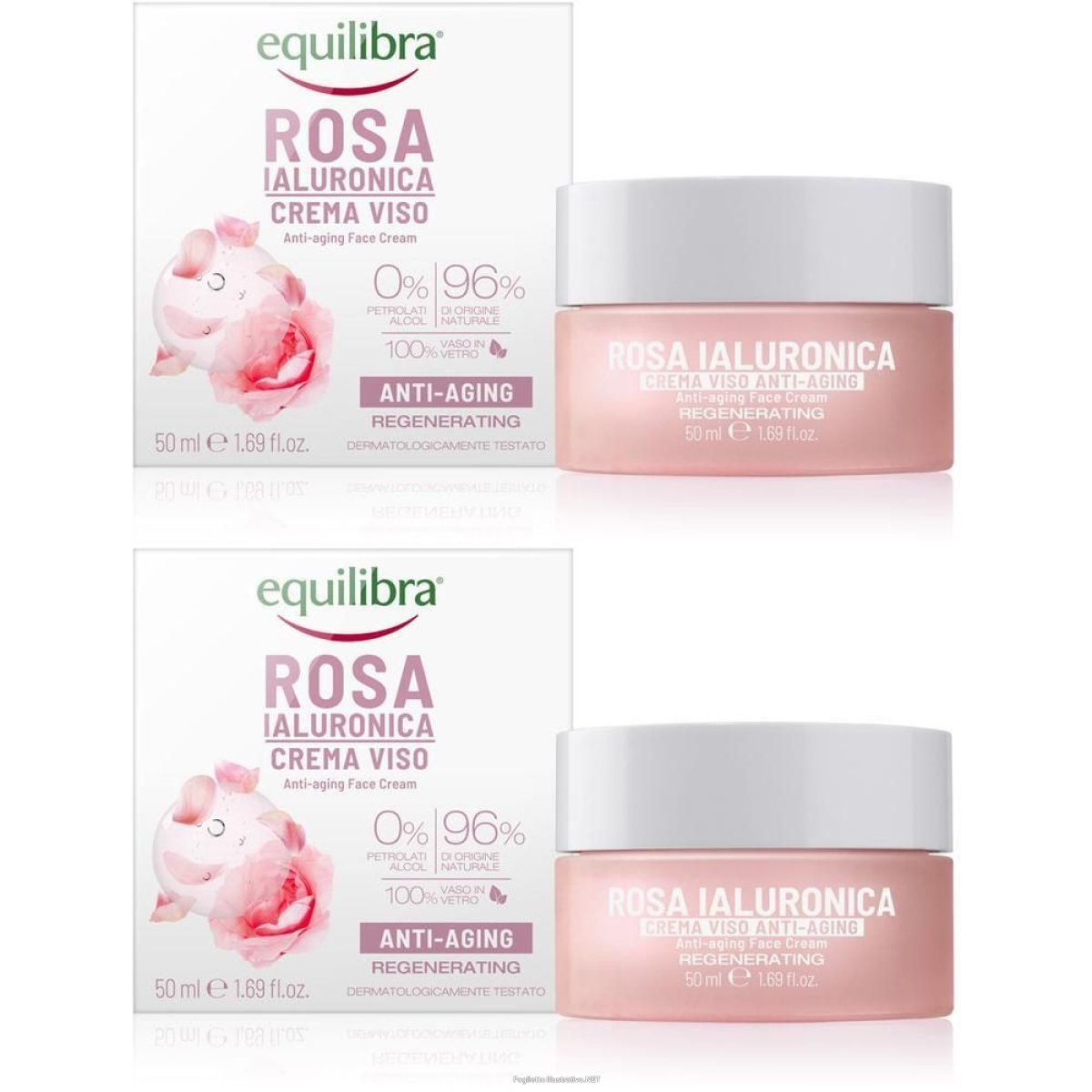 Acquista Online equilibra® rosa ialuronica crema viso anti-aging 2x50 ml e Cerca l'offerta più bassa