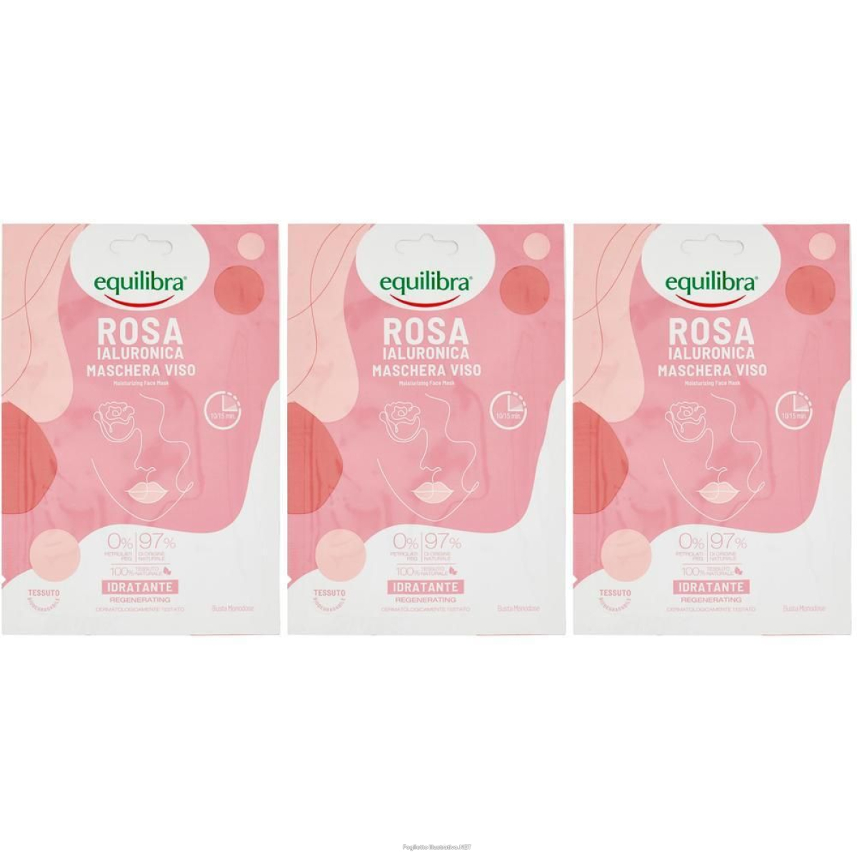 Acquista Online equilibra rosa ialuronica maschera viso 3x1 st e Cerca l'offerta più bassa