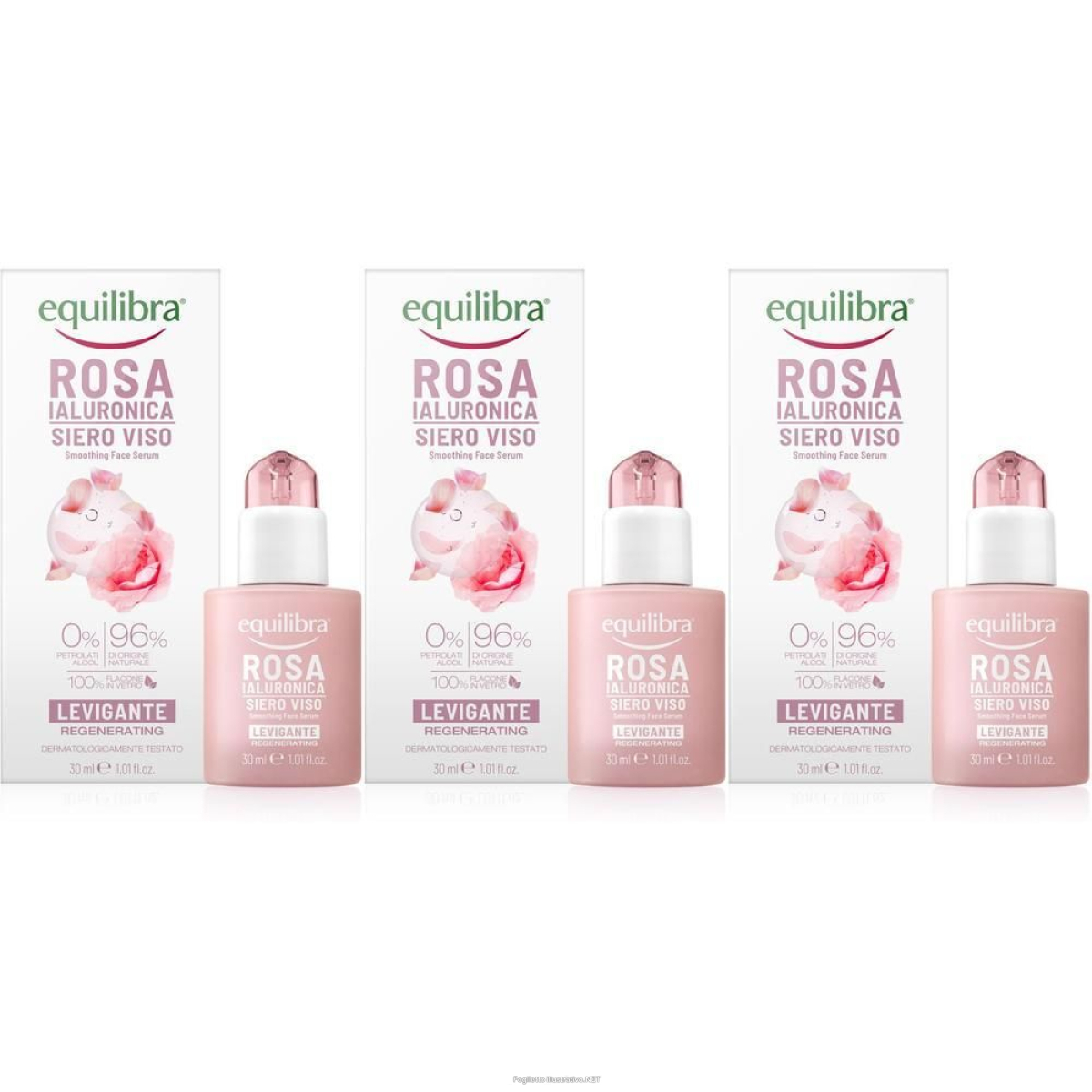 Acquista Online equilibra® rosa ialuronica siero viso levigante 3x30 ml e Cerca l'offerta più bassa