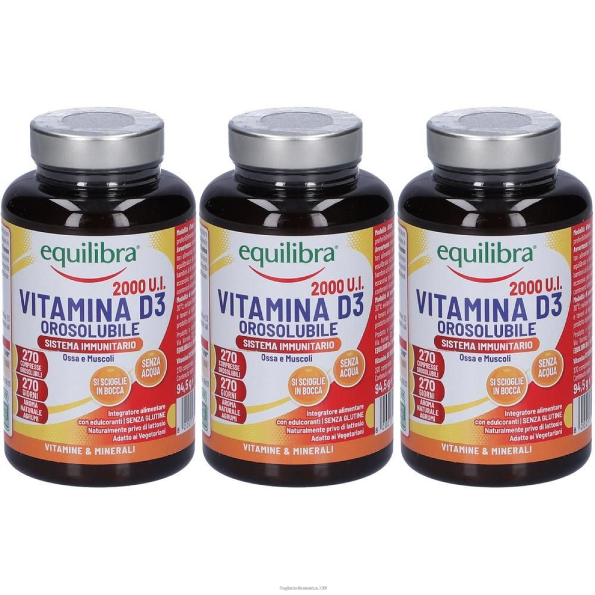 Acquista Online equilibra vitamina d3 orosolubile 3x94,5 g compresse e Cerca l'offerta più bassa