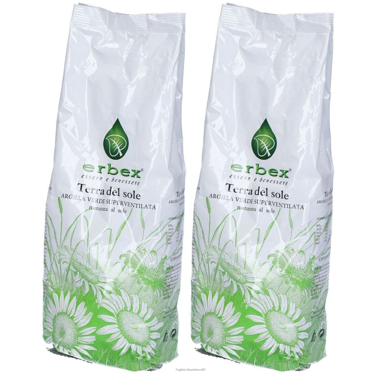 Acquista Online erbex® argilla verde superventilata set da 2 2x1000 g polvere e Cerca l'offerta più bassa