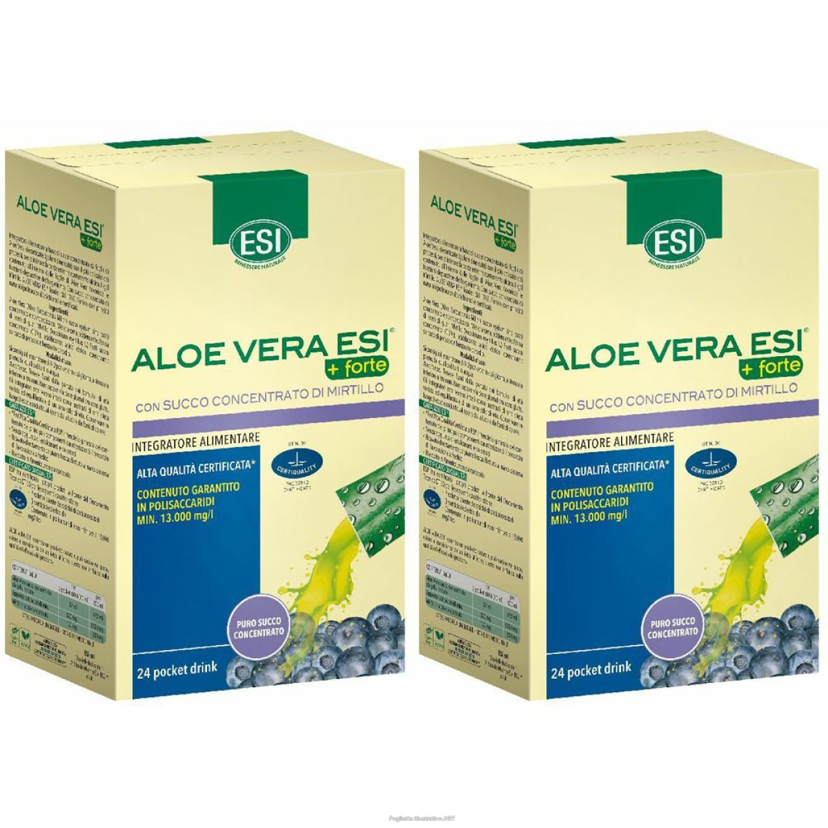 Acquista Online esi aloe vera +forte con succo concentrato di mirtillo set da 2 2x e Cerca l'offerta più bassa