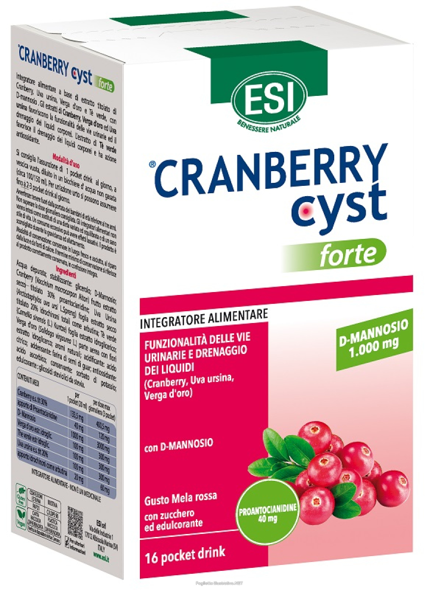 Acquista Online esi cranberry cyst forte 16 pocket drink e Cerca l'offerta più bassa