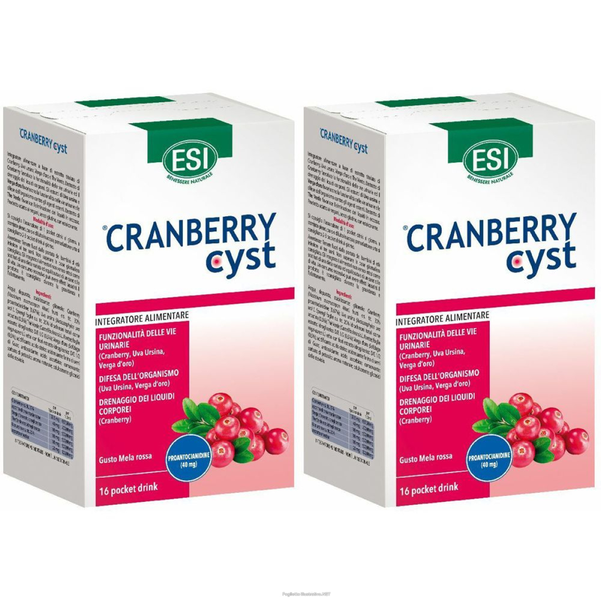 Acquista Online esi cranberry cyst pocket drink set da 2 2x16 pz bustina e Cerca l'offerta più bassa