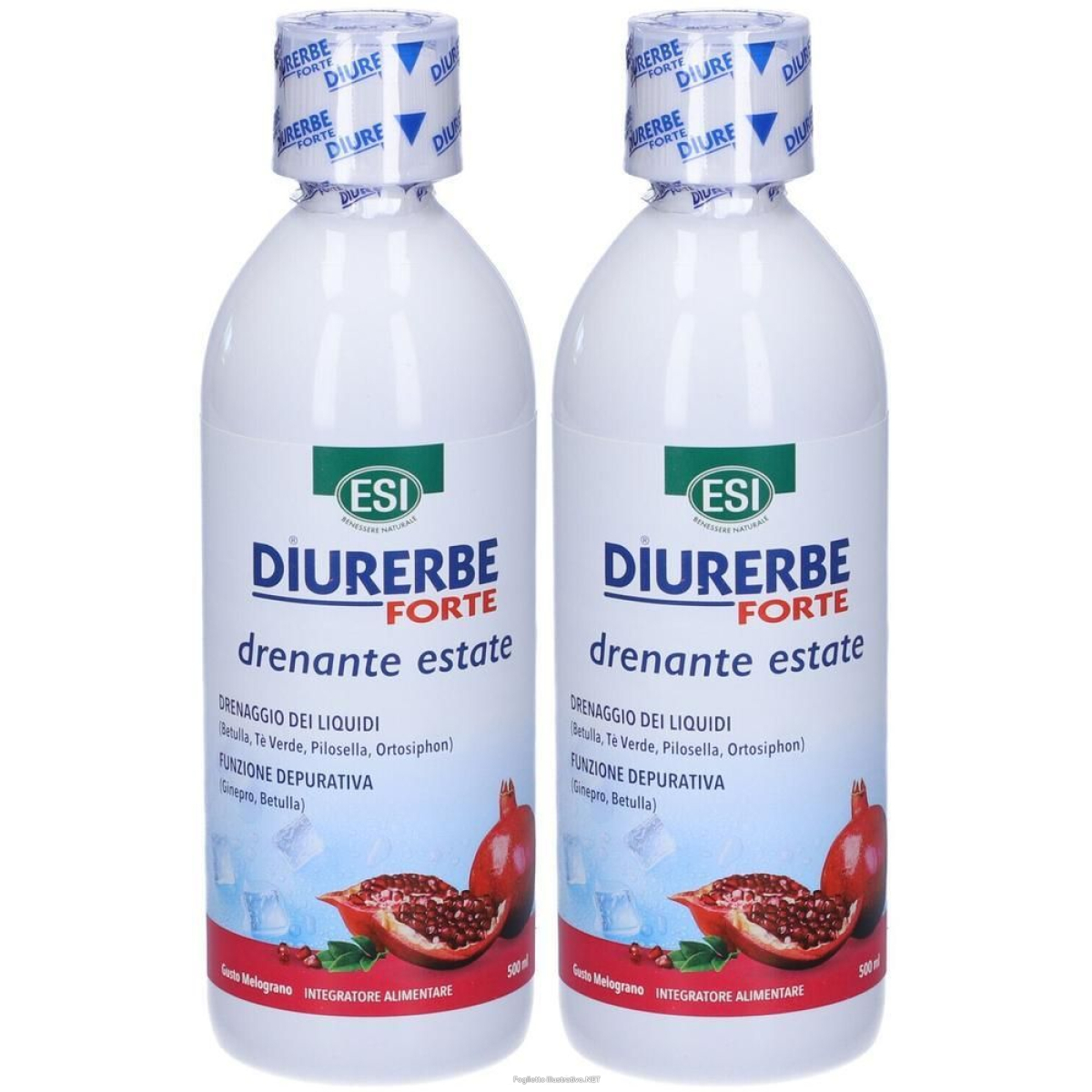 Acquista Online esi diurerbeforte drenante melograno 2x500 ml soluzione orale e Cerca l'offerta più bassa