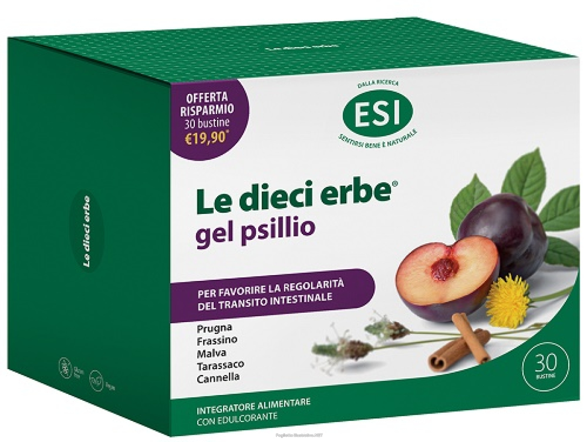Acquista Online esi le dieci erbe gel psillio integratore per favorire la regolarità del transito intestinale 30 bustine e Cerca l'offerta più bassa