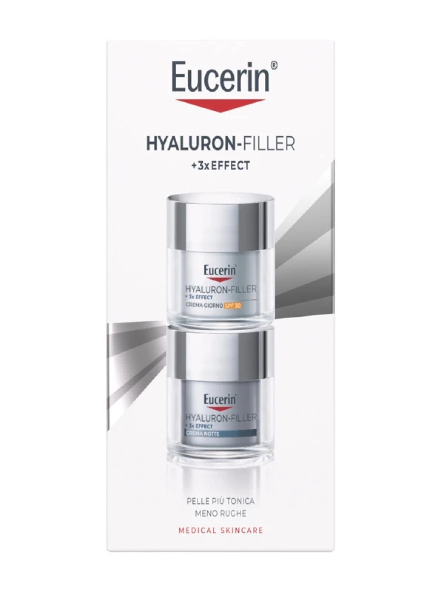 Acquista Online Eucerin hyaluron filler + 3x effect cofanetto xmas con crema giorno anti-rughe con sp30 + crema notte rigenerante e Cerca l'offerta più bassa
