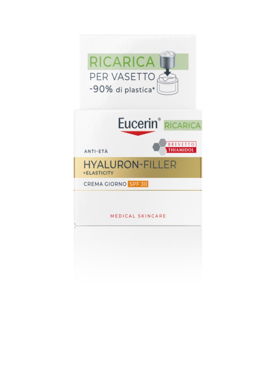 Acquista Online Eucerin hyaluron-filler + elasticity crema giorno spf 30 azione anti-età e antimacchie ricarica per vasetto 50ml e Cerca l'offerta più bassa