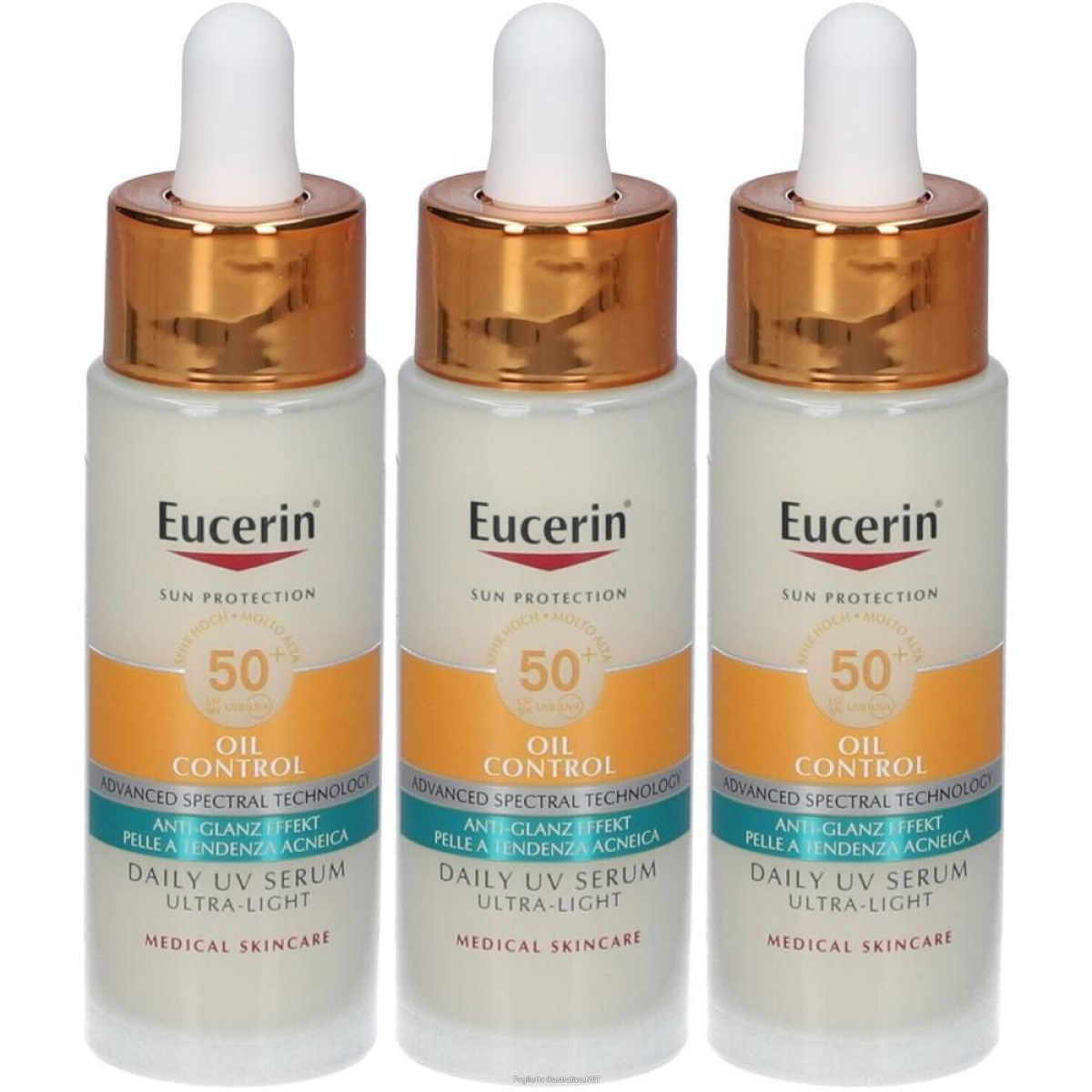 Acquista Online eucerin oil control tocco secco siero viso giorno spf50+ 3x30 ml e Cerca l'offerta più bassa