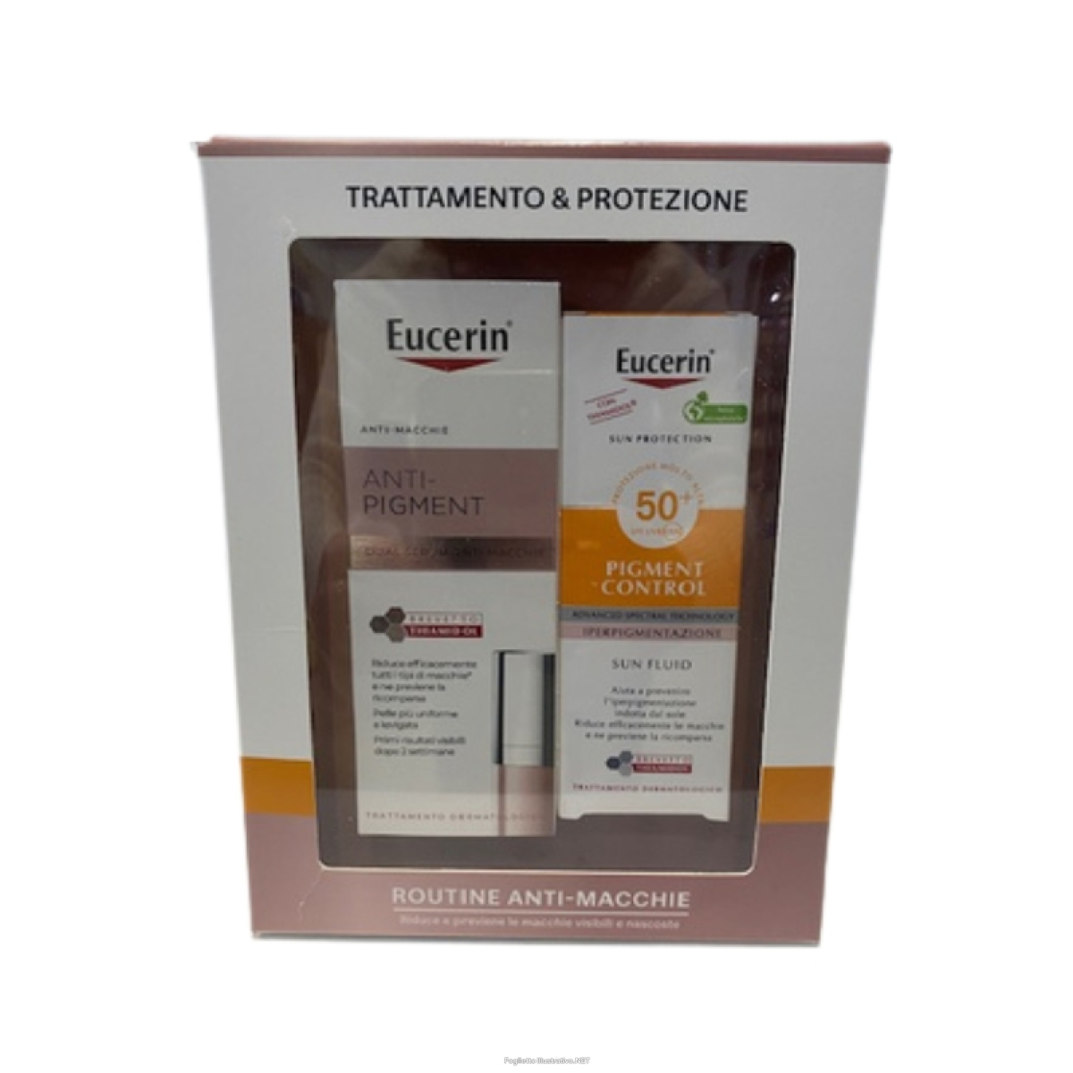 Acquista Online eucerin sun anti pigment routine pack q1 2026 1 anti pigment dual serum anti macchie 30 ml + 1 sun fluid pigment control spf 50+ 50 ml e Cerca l'offerta più bassa