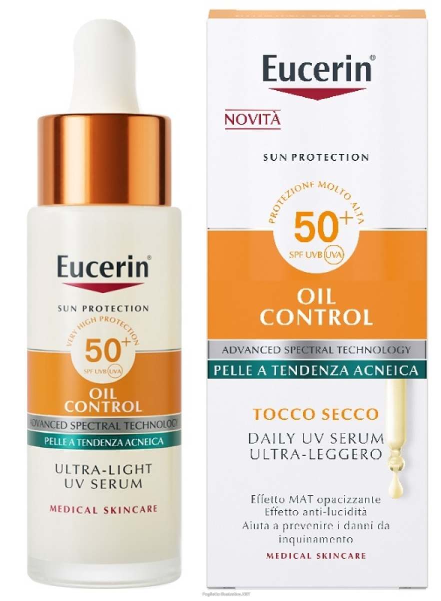 Acquista Online eucerin sun protection oil control spf 50+ protezione solare viso pelle grassa a tendenza acneica tocco secco 30ml e Cerca l'offerta più bassa