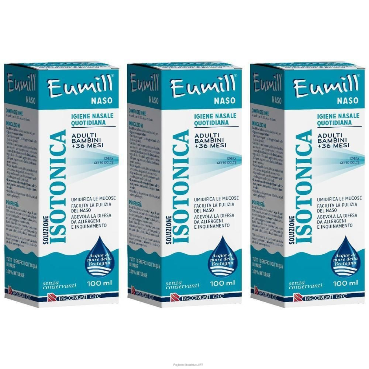 Acquista Online eumill® naso soluzione isotonica 3x100 ml spray nasale e Cerca l'offerta più bassa