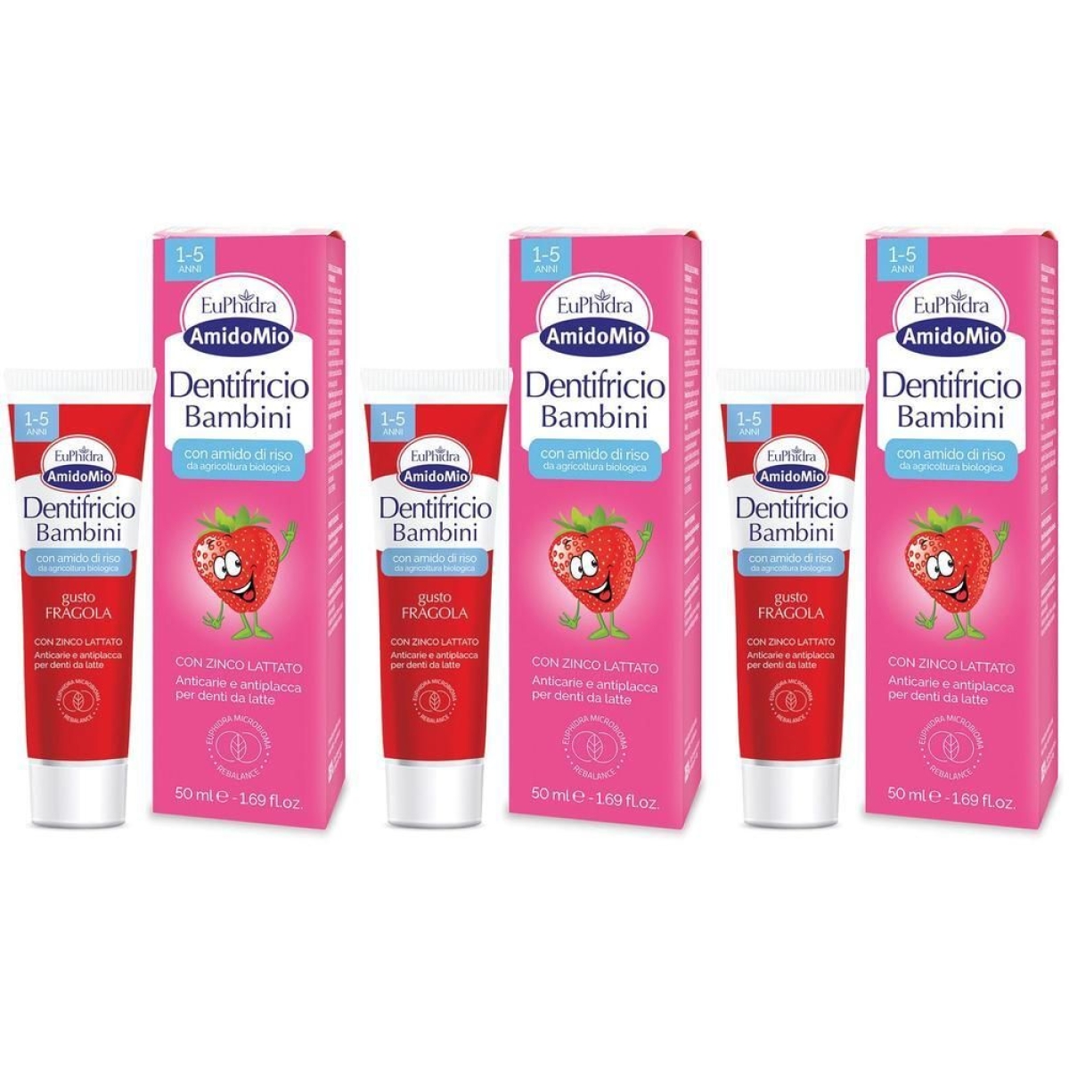 Acquista Online Euphidra amidomio dentifricio fragola 1-5 anni 3x50 ml e Cerca l'offerta più bassa
