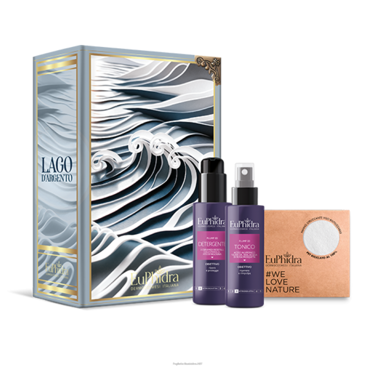 Acquista Online euphidra cofanetto di natale lago d'argento - detergente viso 3 ceramidi 100 ml + tonico viso idratante 100 ml + panno ecologico e Cerca l'offerta più bassa