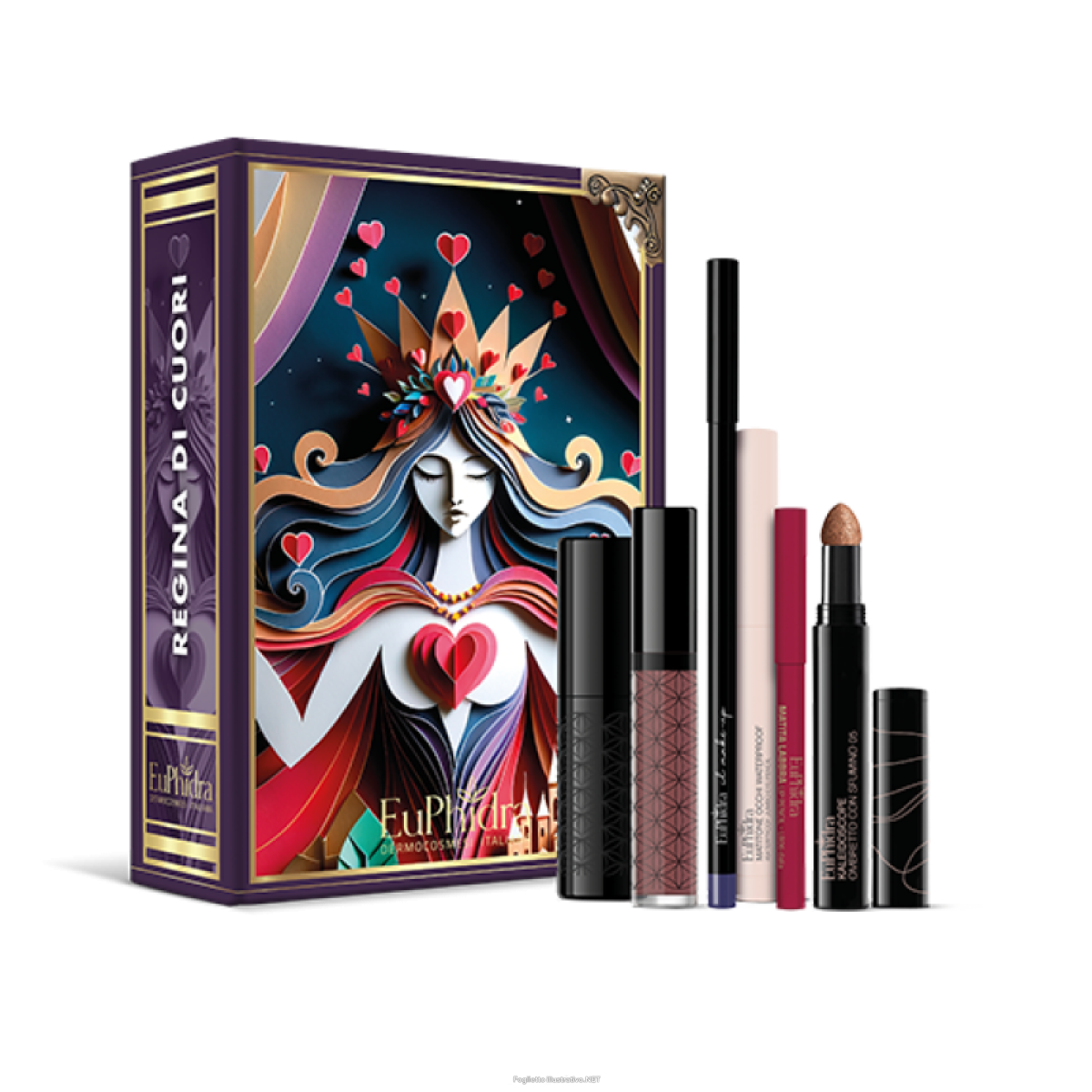 Acquista Online euphidra cofanetto di natale regina di cuori - matita labbra + stick blush bronzy + kaleidoscope ombretto + rossetto liquido + matita occhi + matitone occhi waterproof e Cerca l'offerta più bassa