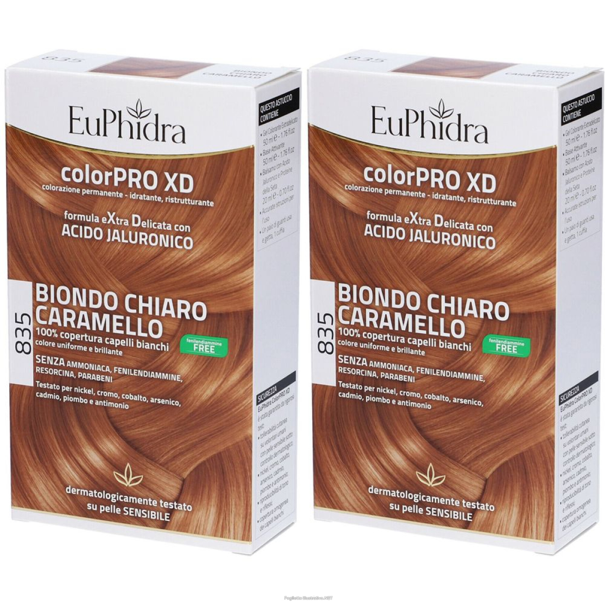 Acquista Online euphidra colorpro xd biondo chiaro caramello 835 set da 2 2x50 ml tint e Cerca l'offerta più bassa