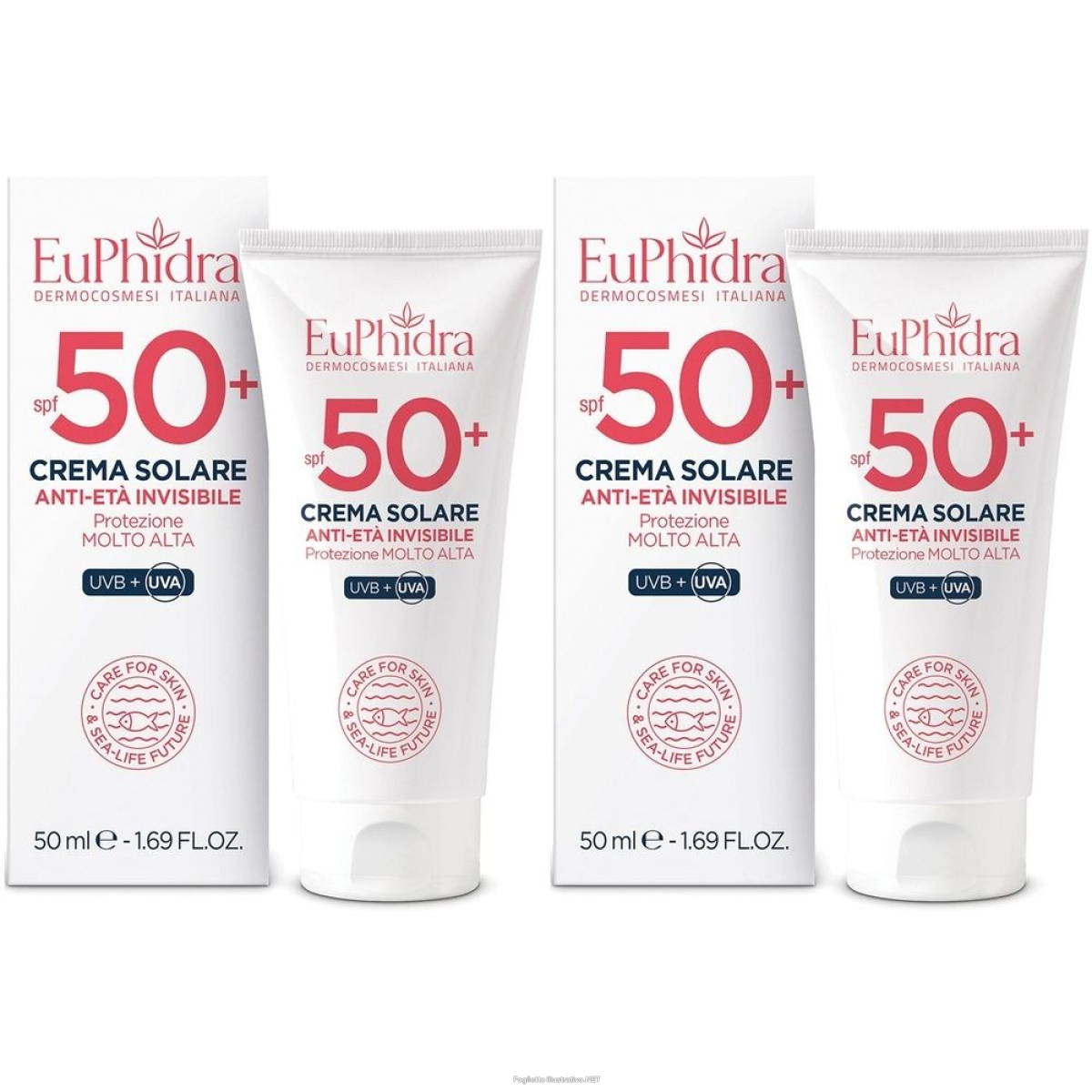 Acquista Online euphidra crema solare anti-età invisibile spf 50+ set da 2 2x50 ml cre e Cerca l'offerta più bassa