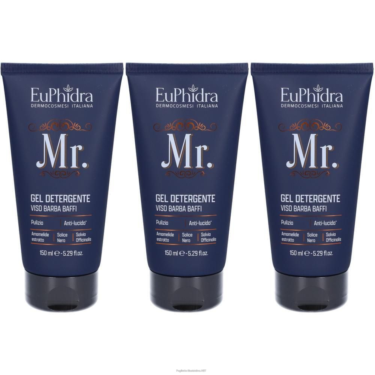 Acquista Online euphidra mr. detergente viso barba baffi 3x150 ml soluzione e Cerca l'offerta più bassa