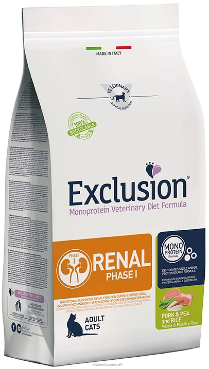 Acquista Online exclusion gatto diet renal phase 1 monoproteico adult maiale piselli riso 300gr e Cerca l'offerta più bassa