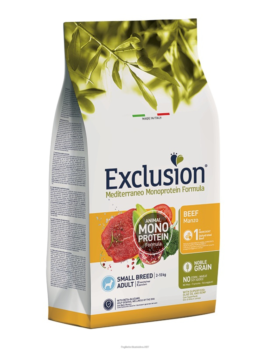 Acquista Online exclusion mediterraneo monoprotein noble grain adult beef small 7 kg e Cerca l'offerta più bassa